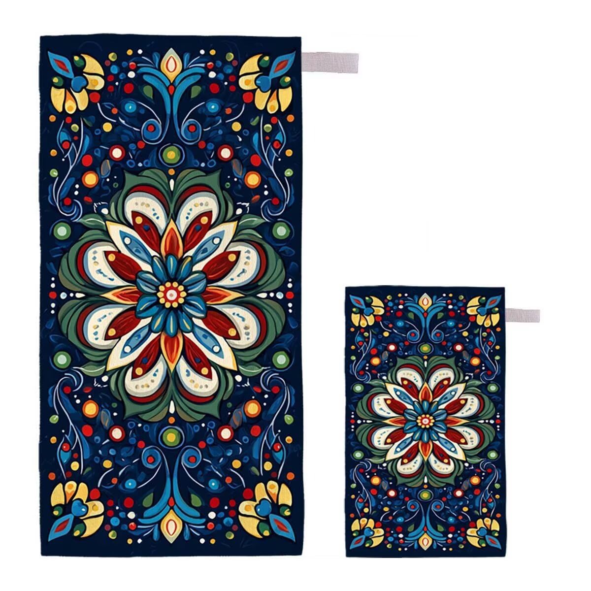 Telo Mare XXL 100x200cm/35x70cm, 2 Set Telo Mare Microfibra Sogno Asciugamano Palestra Uomo, Antisabbia, Leggero, Asciugatura Rapida, Teli da Spiaggia Grandi Accessori per Camping Natation Yoga C-15
