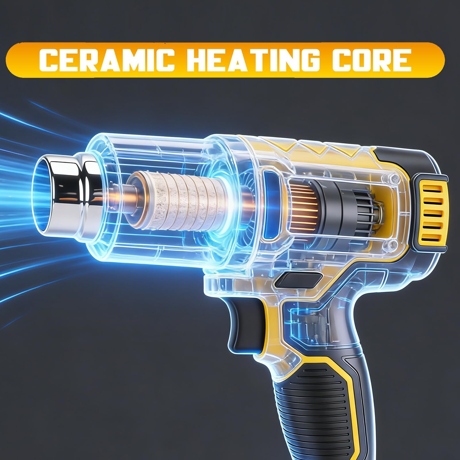 ViaGasaFamido Pistolet Thermique sans Fil Chauffage Rapide 122F à 1022F avec écran LCD Numérique et Fonction de Mémoire Débit D'air Réglable pour la Réparation électronique Enlèvement de