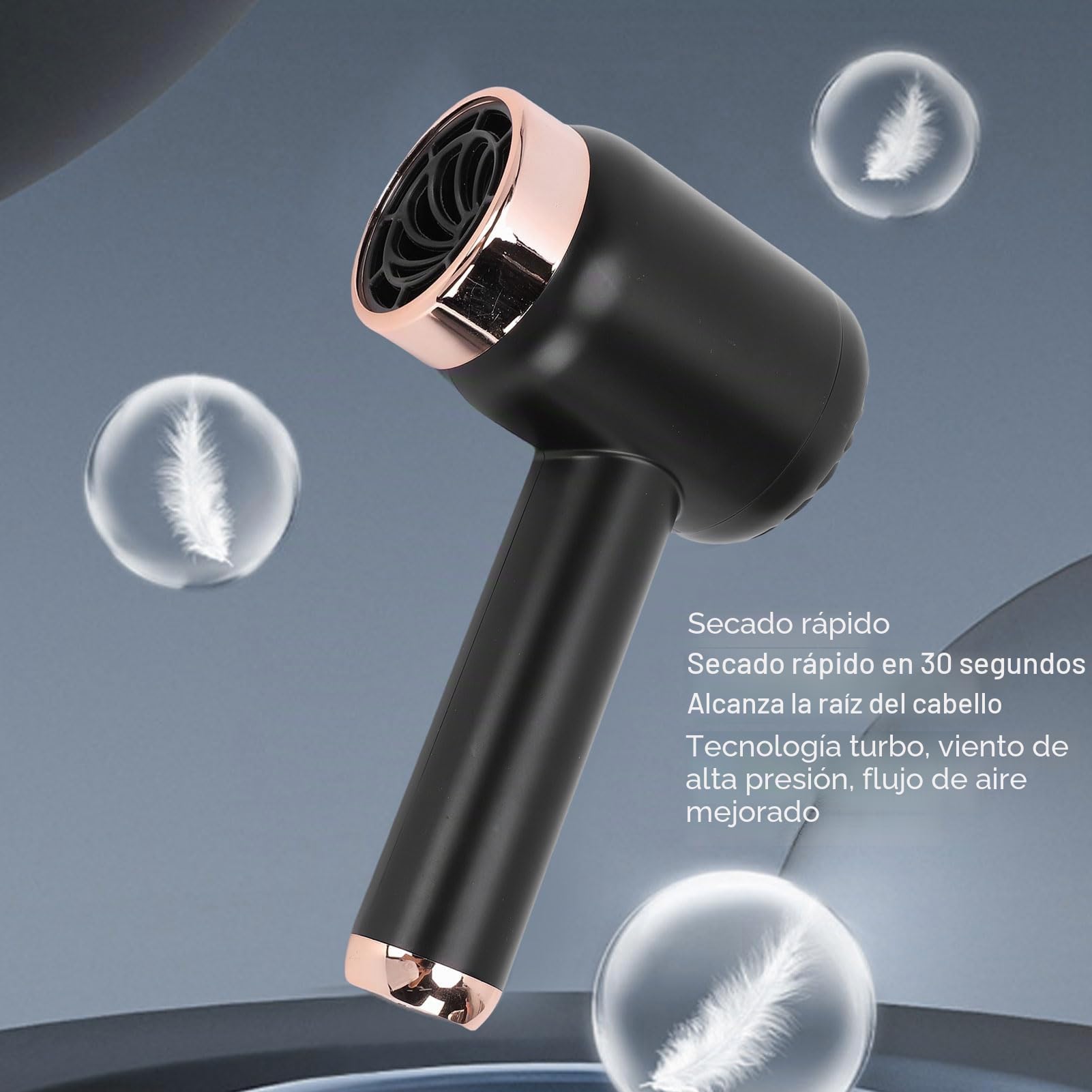 Secador de Pelo Inalámbrico con Tecnología Iónica Negativa de 1000W,Secador Portátil Compacto con Doble Aire Frío/caliente,1500 MAh Recargable por USB para Viajes (Estándar europeo 220V)
