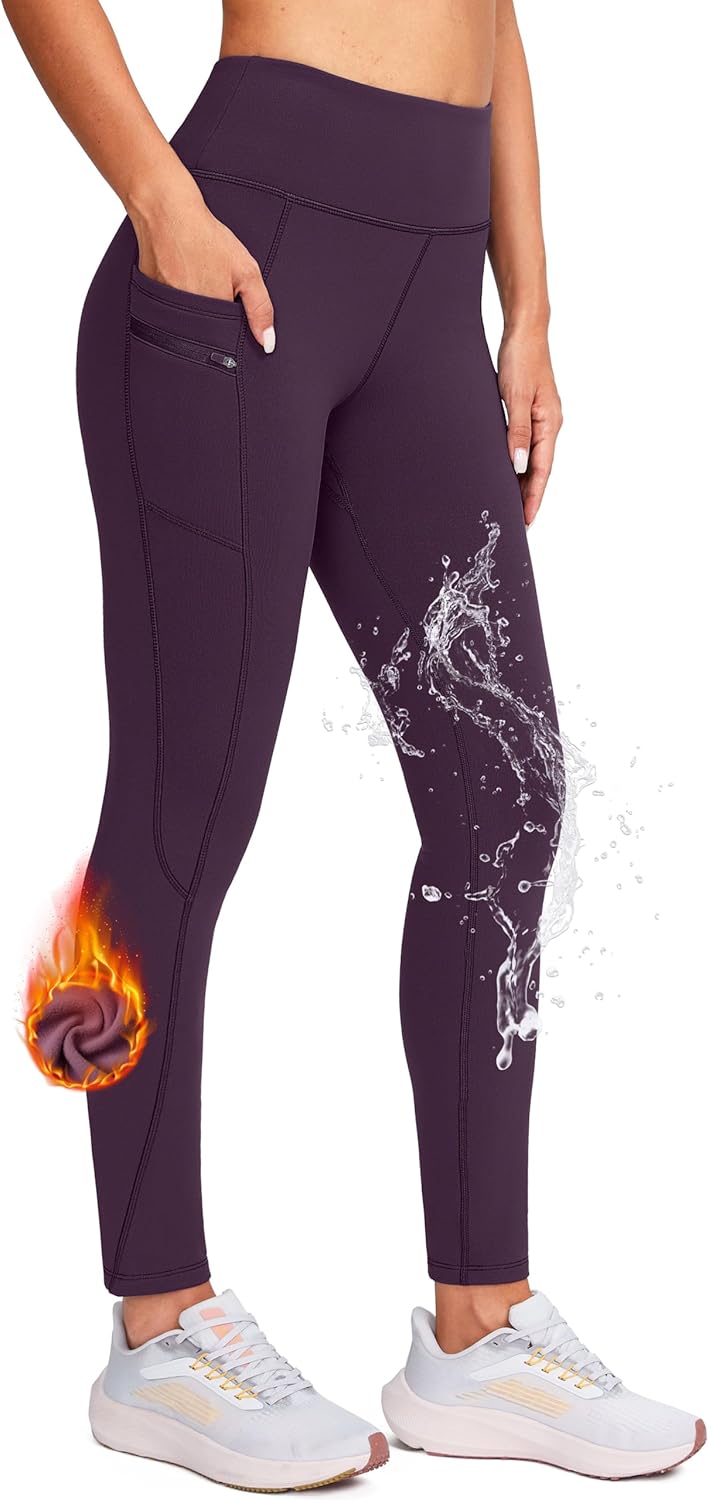 G Gradual Women’s Fleece Lined Winter Leggings with Pockets Water Resistant High Waisted Thermal Warm Pants Running Hiking