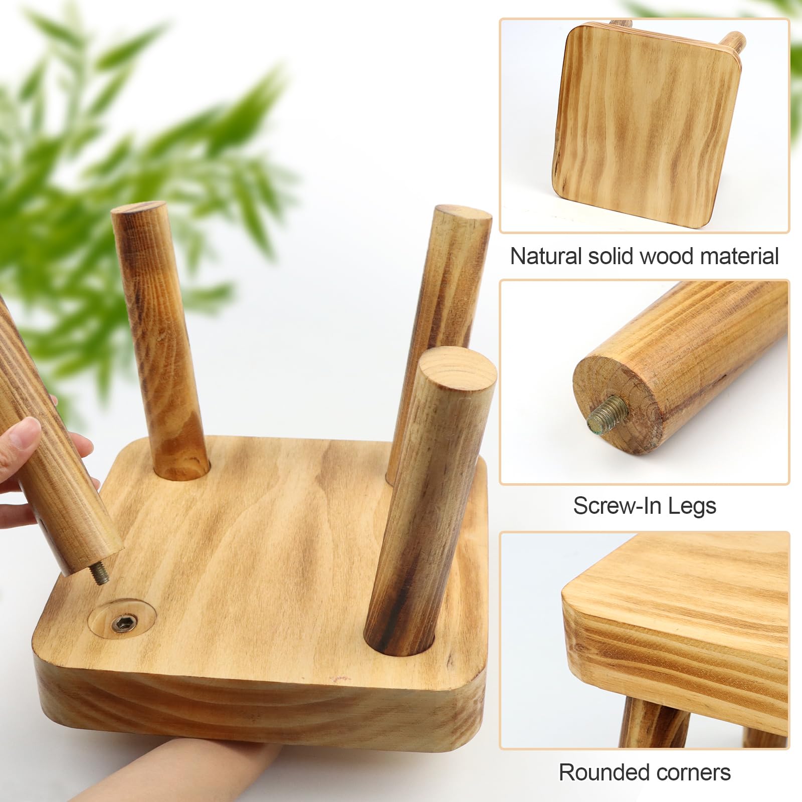 Dekoleidenschaft 2er Set Holzhocker Rustikal – Rund, Als Blumenständer Oder Sitzhocker