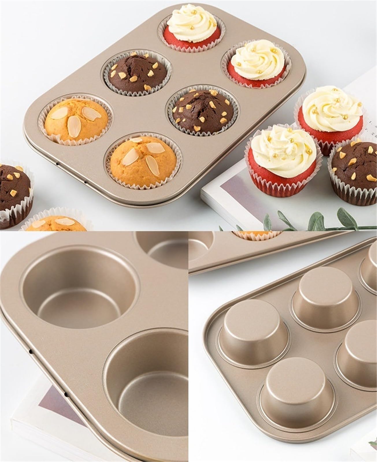Molde Magdalenas Horno De Cocina Creativos Bandeja Para Hornear Brownie De Acero Al Carbono Resistentes Bandeja Para Hornear Brownie(White paper cups*100,9 grids)