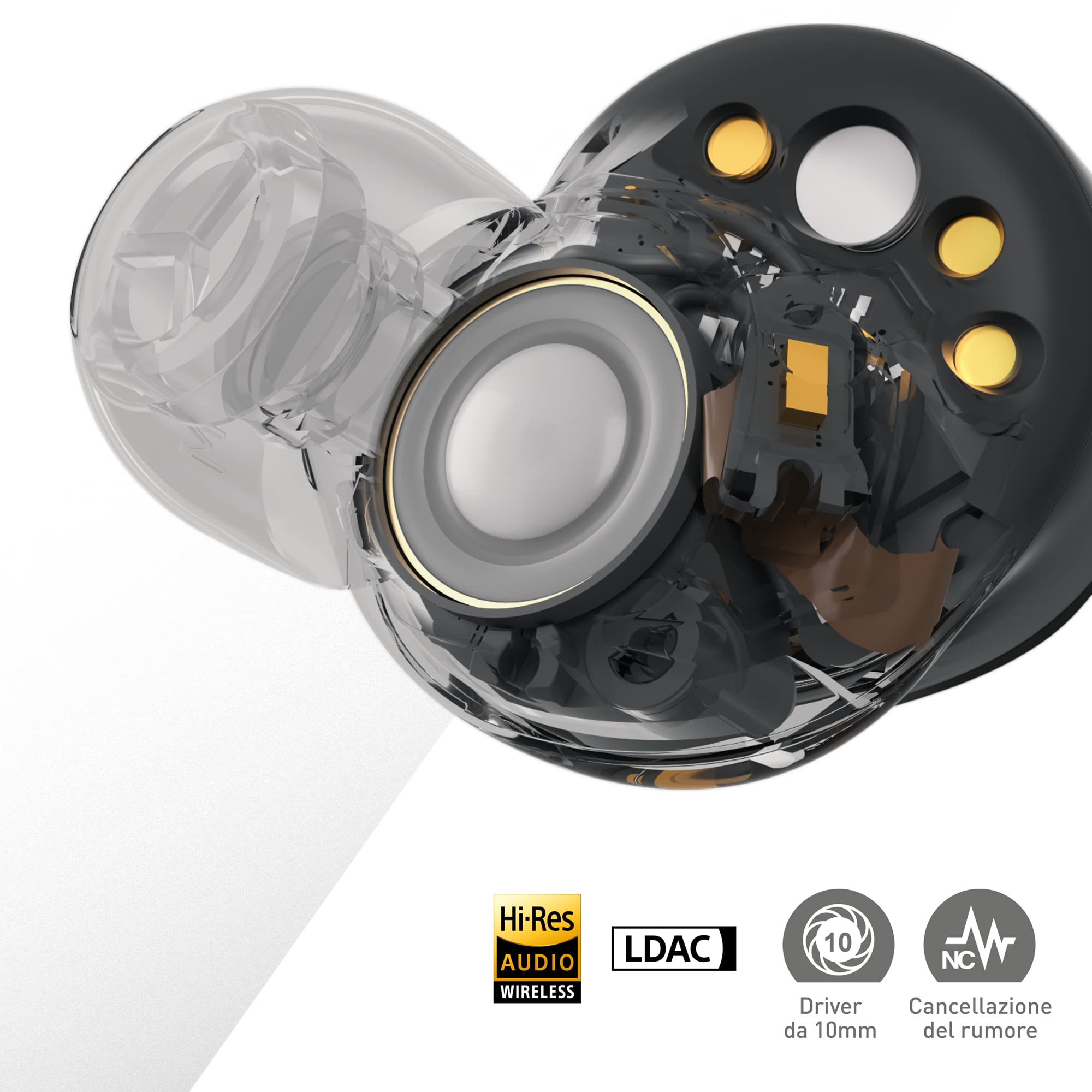 Technics EAH-AZ80E-A Auricolari Wireless con Cancellazione del Rumore, Bluetooth, Auricolari In-Ear con Microfono Incorporato, Vestibilità Personalizzabile, Fino a 7 Ore di Riproduzione, Blu Notte - Vista 4