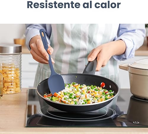 Miniatura 7 de Juego de 5 espátulas de silicona, espátula de goma de grado alimenticio, mango fuerte mejorado con agarre ergonómico, resistente al calor hasta 600