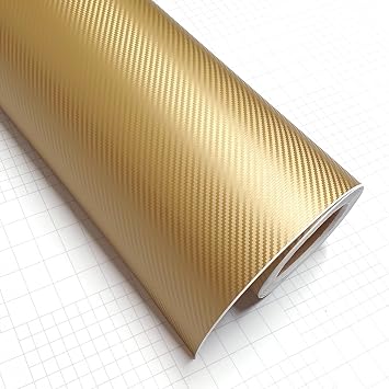 DIYAH 3D Golden Carbon Fiber Film Twill Weave Vinyl Sheet Roll Wrap DIY Decals (12 X 60 / 1FT X 5FT)