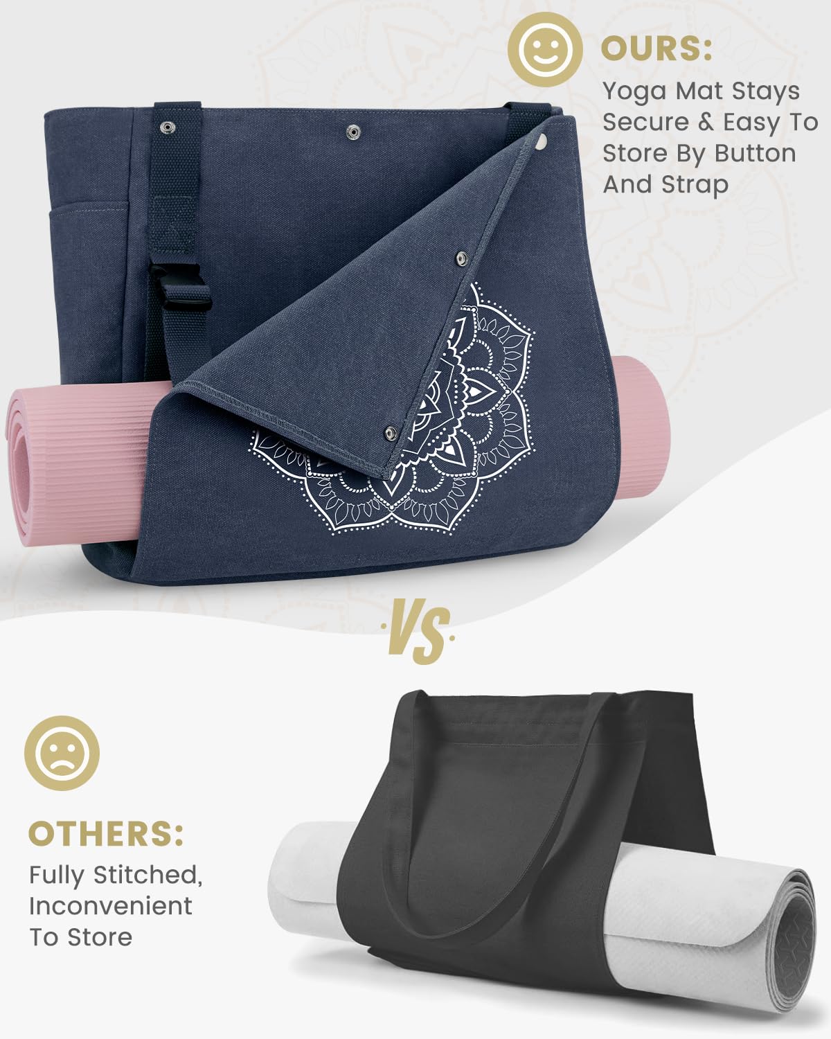 Gonex Sac de Yoga en Toile avec Poches Multiples pour Femmes et Hommes, Sac de Transport en Toile pour Sac Tapis de Yoga, Facile à Sortir et Ranger, pour Pilates, Voyage, Entraînement