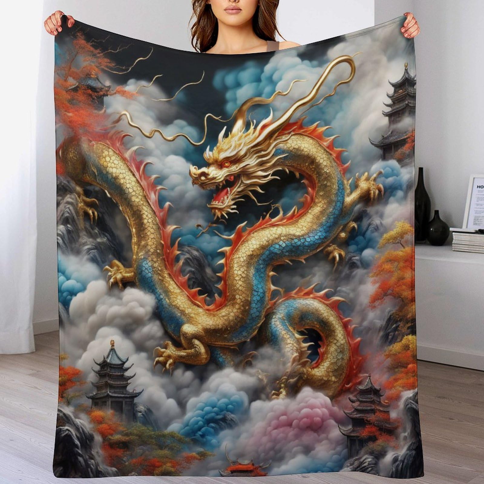 Couverture dragon 3D légère toutes saisons pour vos moments cocooning au canapé