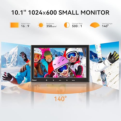 Miniatura 10 de Eyoyo Mini monitor de 7 pulgadas, pequeño monitor IPS HDMI 1024 x 600, entrada USB HMDI AV VGA BNC, altavoces integrados y control remoto para PC,