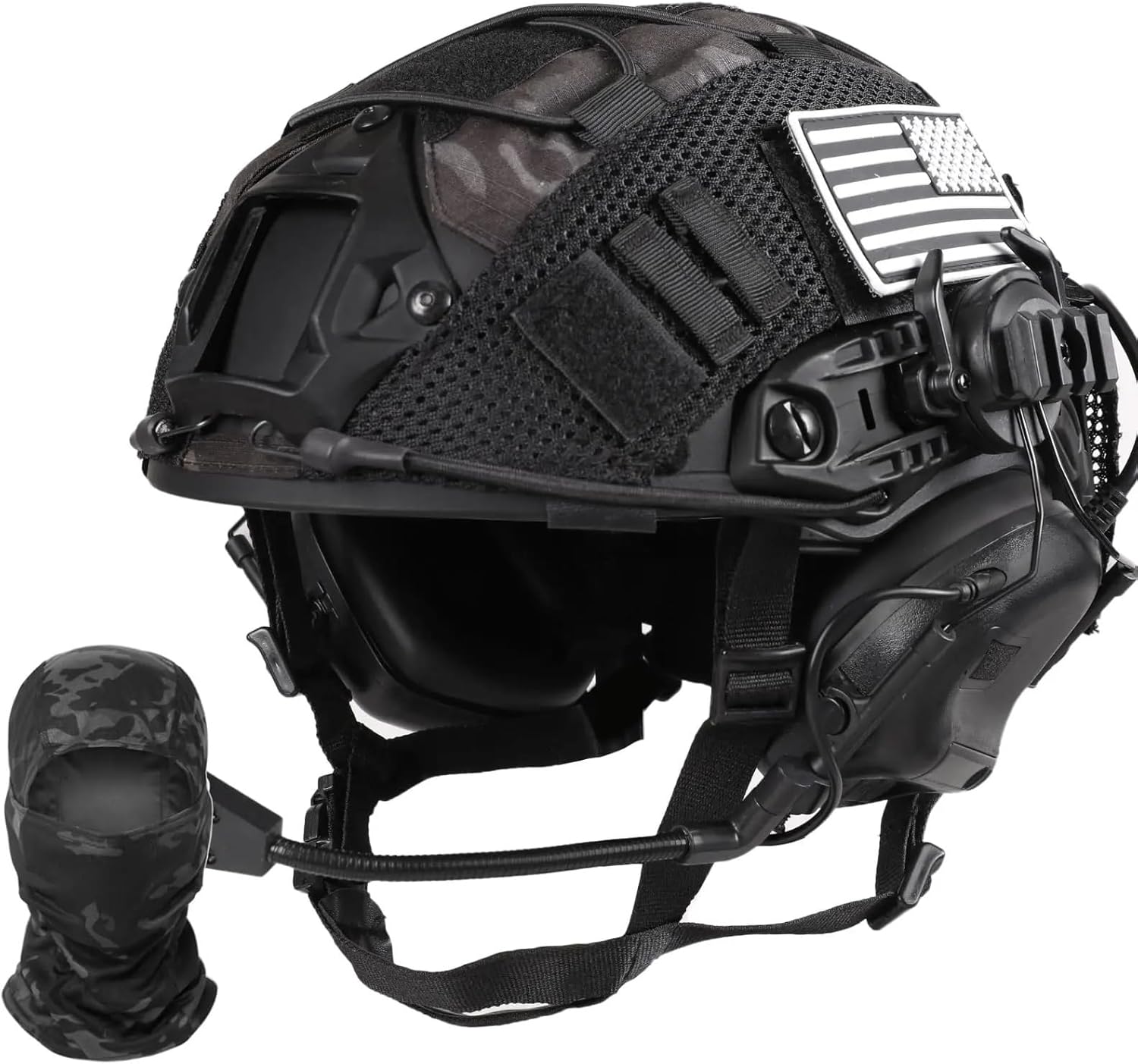 Tactical Helmet Set Full Face Protective Helmets with Headset Helmet Cover Fcae Mask for CS Cosplay Airsoft Hunting Shooting