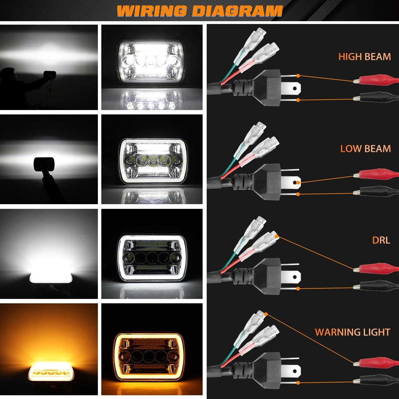 5x7 /7x6 cali reflektor samochodowy Led kwadratowy montaż reflektora wodoodporny 400W 80000lm do samochodu ciężarowego motocykl