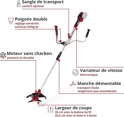 Einhell Cordless Brush Cutter 36V Power X-Change, Powerful Weed Trimmer With Metal Blades, Without Battery AGILLO 36/255 Solo - 3