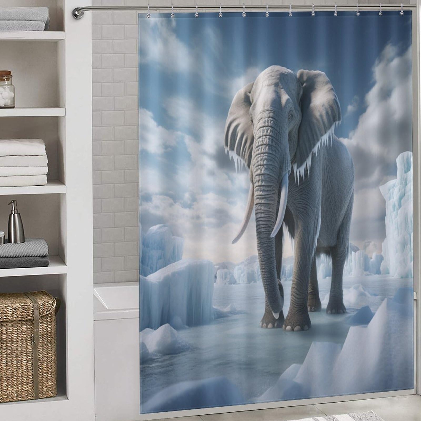 Rideau de douche éléphant pour transformer votre baignoire en une oasis de détente exotique