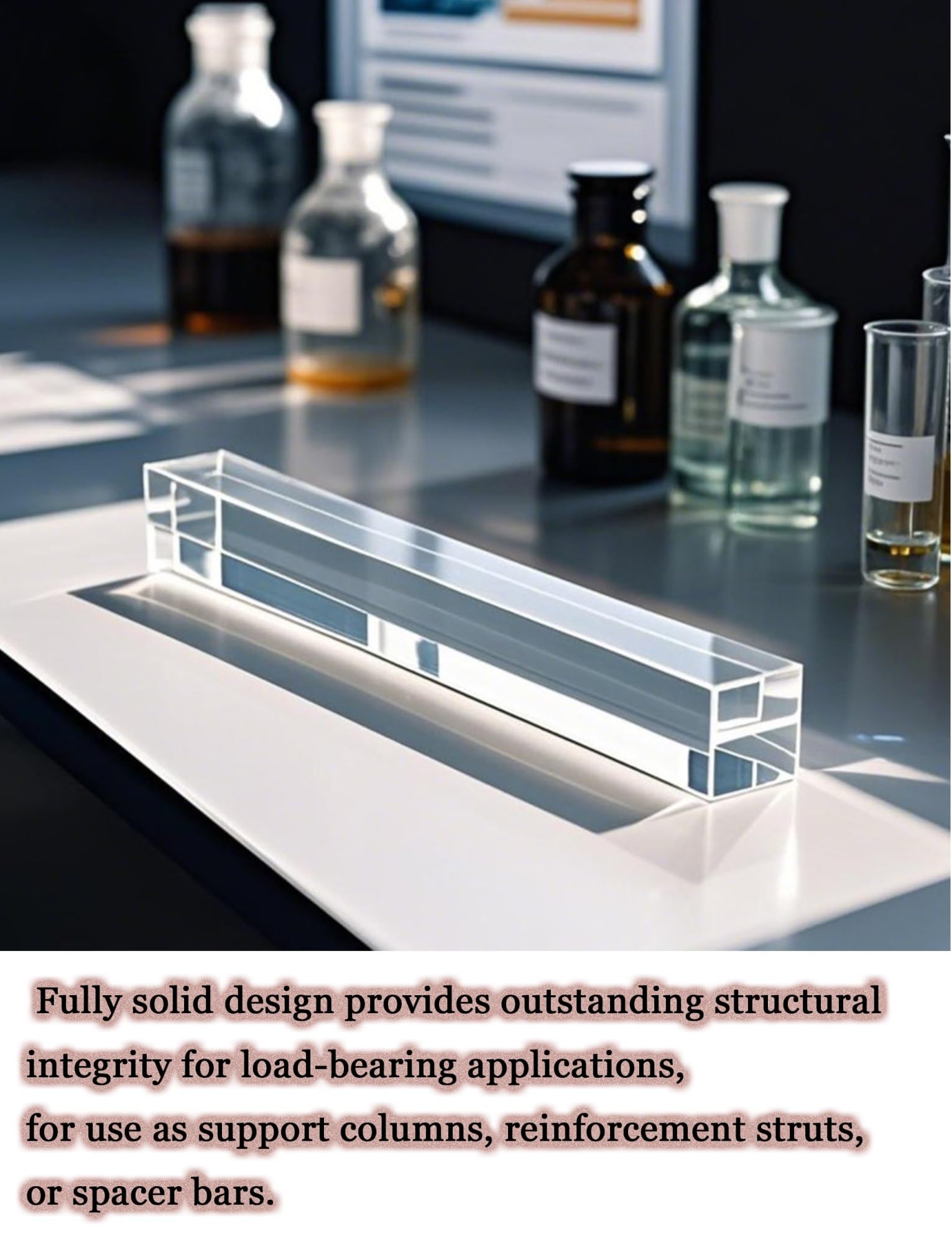 Varilla cuadrada acrílica, varillas de plástico para apoyo, decoración, guía de luz, proyectos de bricolaje, personalizable, 19.7 pulgadas