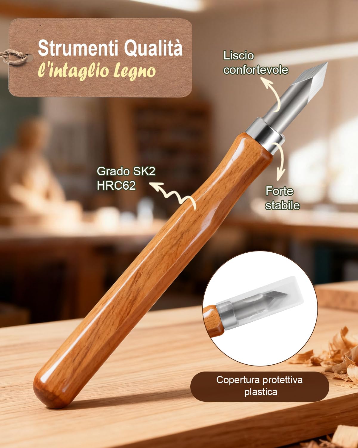 MAIKEHIGH 16pcs Kit Intaglio Legno, Intaglio Legno Cinceles de Talla Per Principianti Professionisti Bambini Scalpelli con Guanti Resistenti Al Taglio