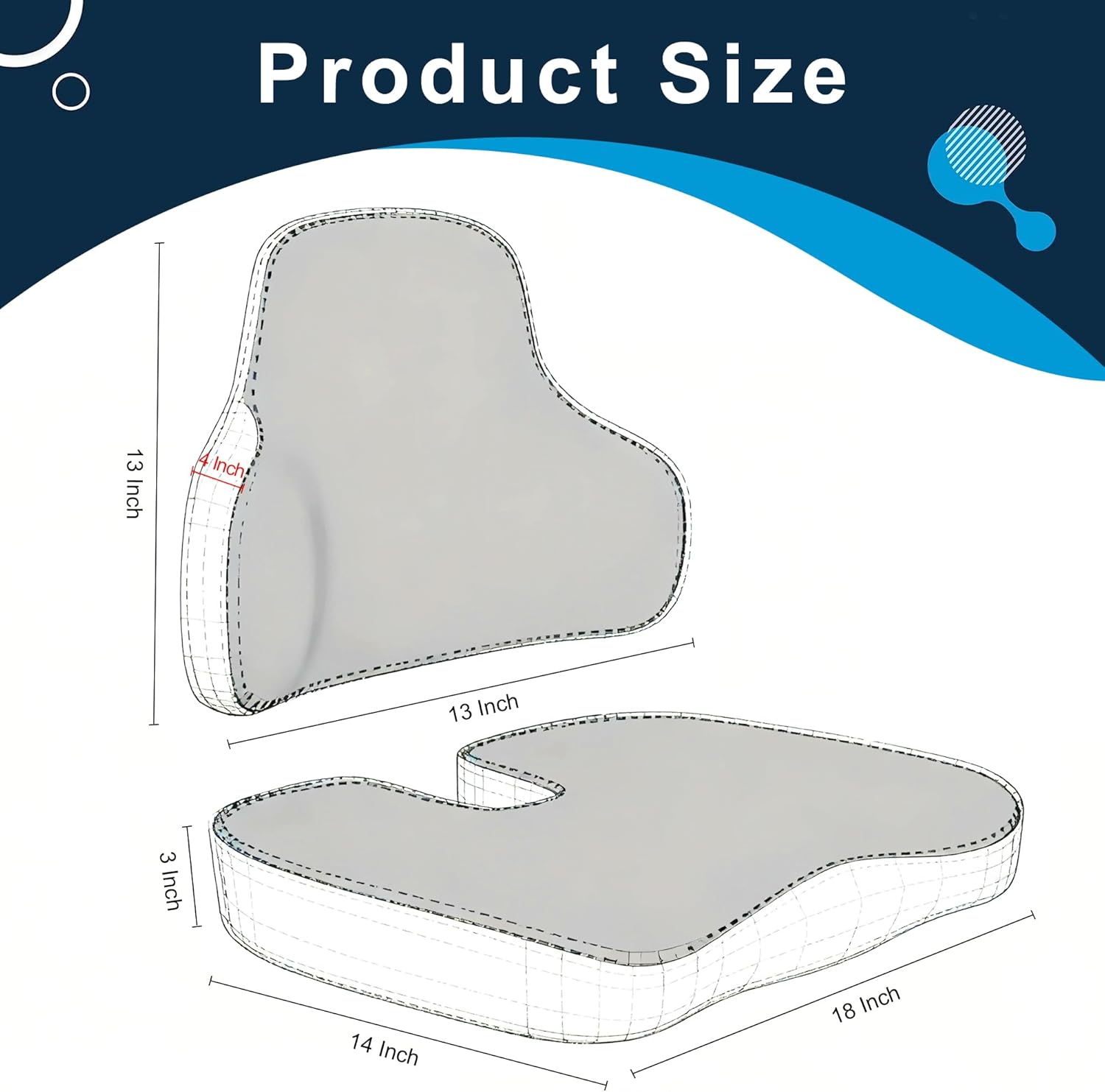 Phent zari Cushion and Lumbar Support Pillow, Relief Pressure Seat Cusion for Chairs & Car Seat, Ergonomic Design Cusion for Tailbone Pain Relief, Sciatica & Back Support (Black Grey, Lumbar&Cusion) Black Grey Lumbar&Cusion
