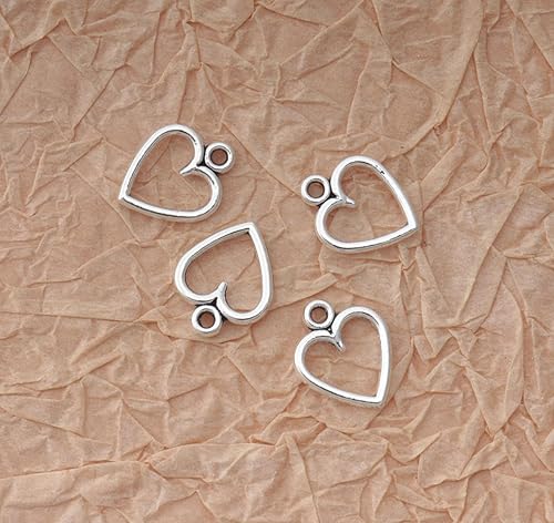 Miniatura 5 de Ruwado Juego de 50 dijes de corazón hueco para hacer joyas, 0.6 x 0.5 in, accesorios para proyectos de manualidades, decoración de árbol de Navidad,