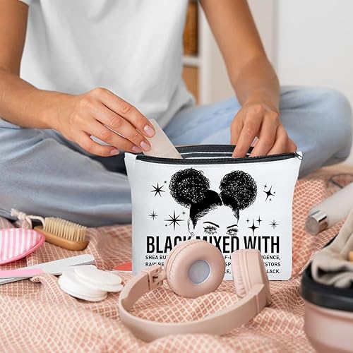 Miniatura 5 de UDNADKEX Regalo de mujer negra, Navidad, regalo de cumpleaños para afroamericano afro melanina, regalo inspirador, bolsa de maquillaje, negro