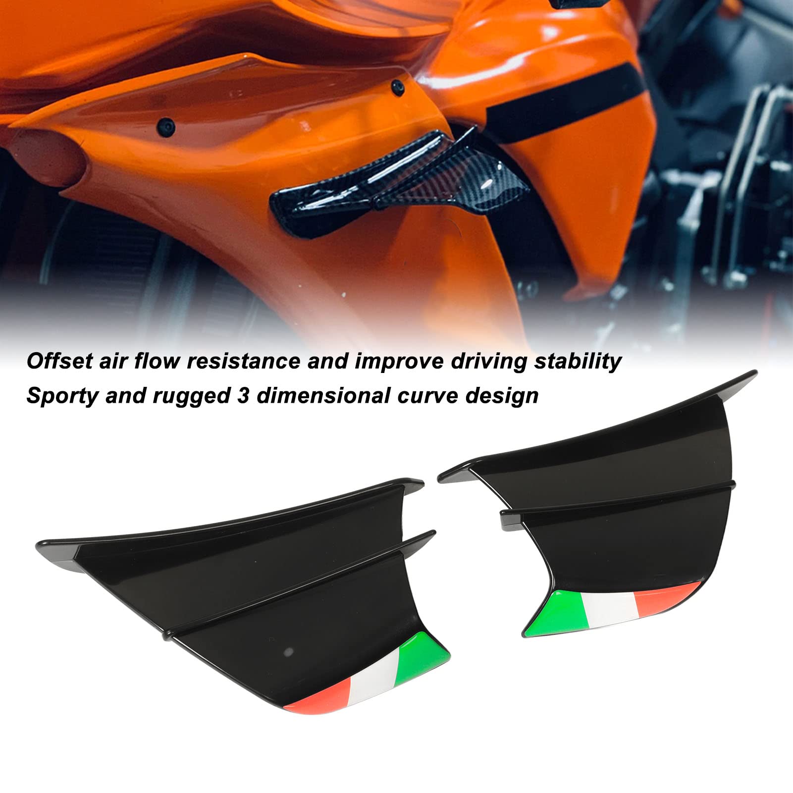 Aileron de Moto Résistant aux UV, Aileron Latéral de Moto, 2 Pièces, Résistant à l'usure pour Moto (Le Noir)