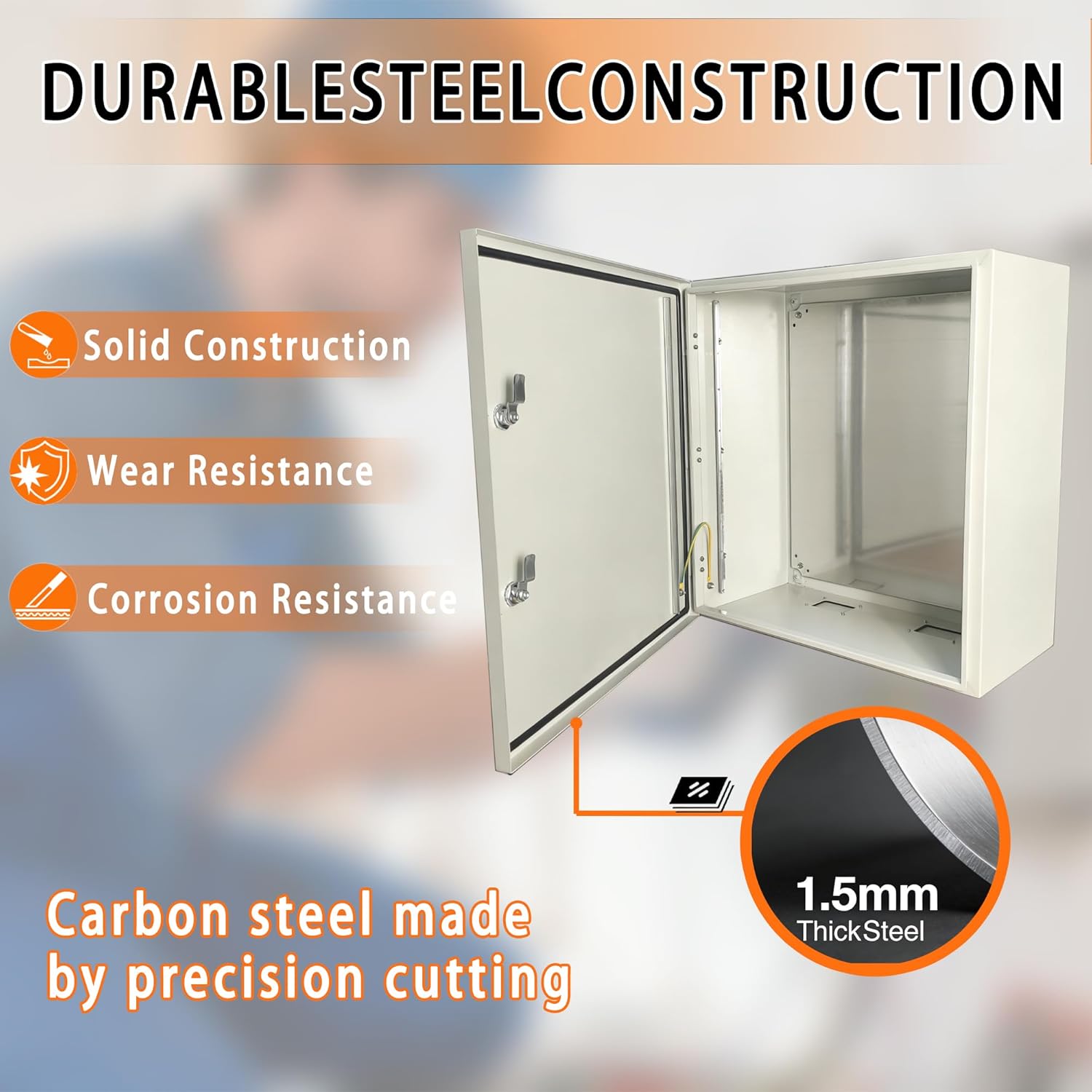 24x20x10 Electrical Enclosure Box NEMA 4 Outdoor Enclosure, IP66 Waterproof & Dustproof Cold-Rolled Carbon Steel Hinged Junction Box for Outdoor Indoor Use