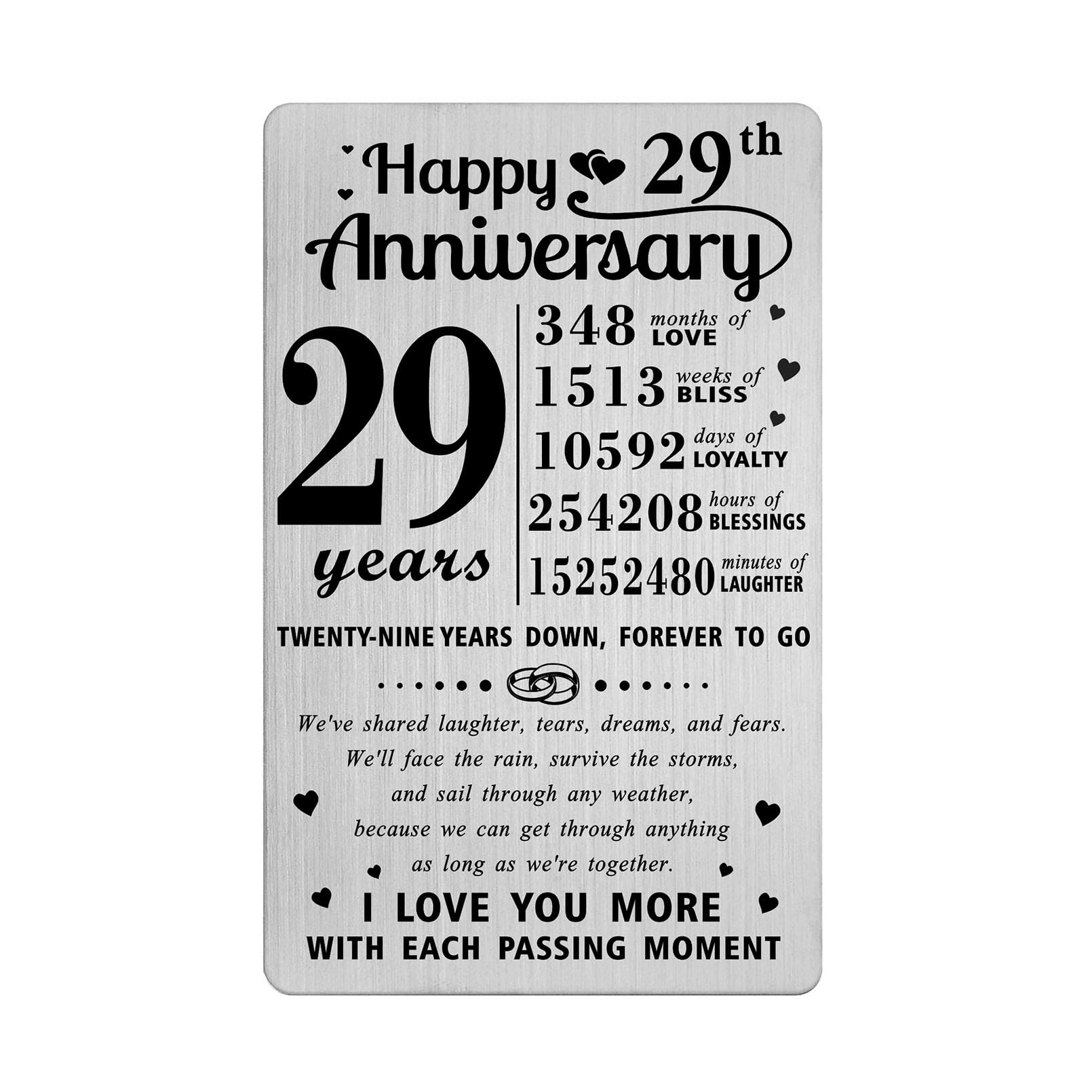 Richesele 29 Year Wedding Anniversary Card, 29th Wedding Anniversary Card