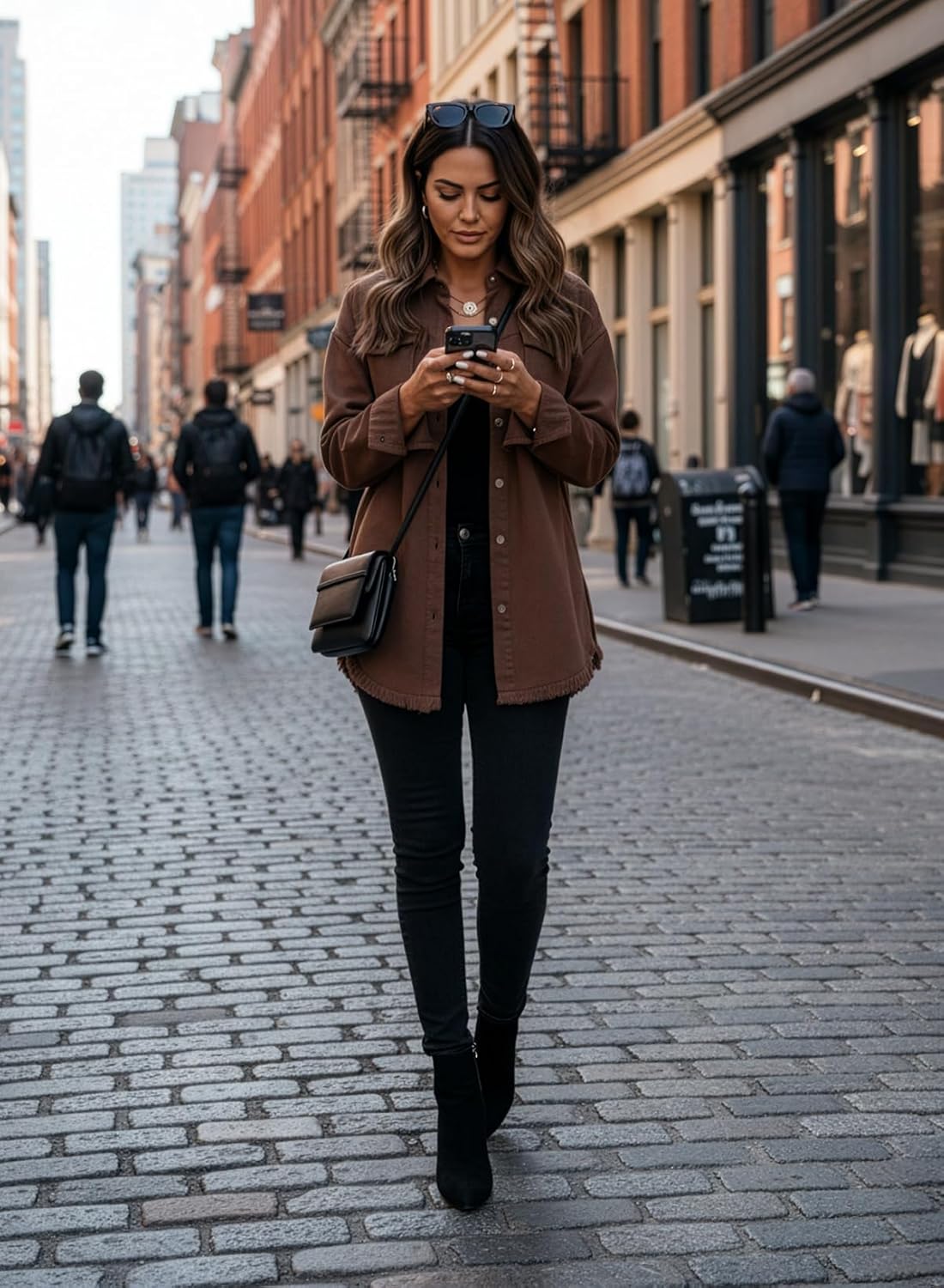 Dokotoo Women’s Oversized Denim Jacket Casual Long Sleeve Denim Shirts Distresse Jean Jacket Fall Outfits 2025