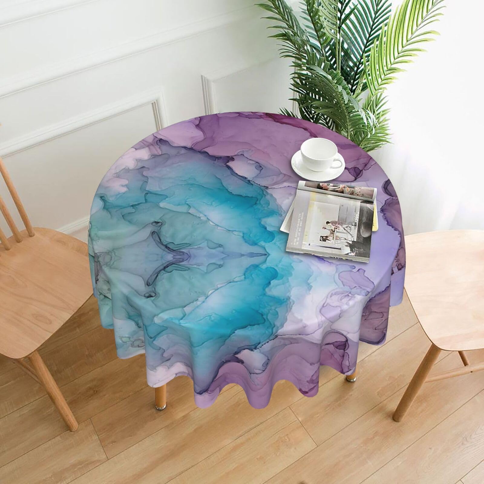 Nappe ronde polyester marbre abstrait infroissable lavable