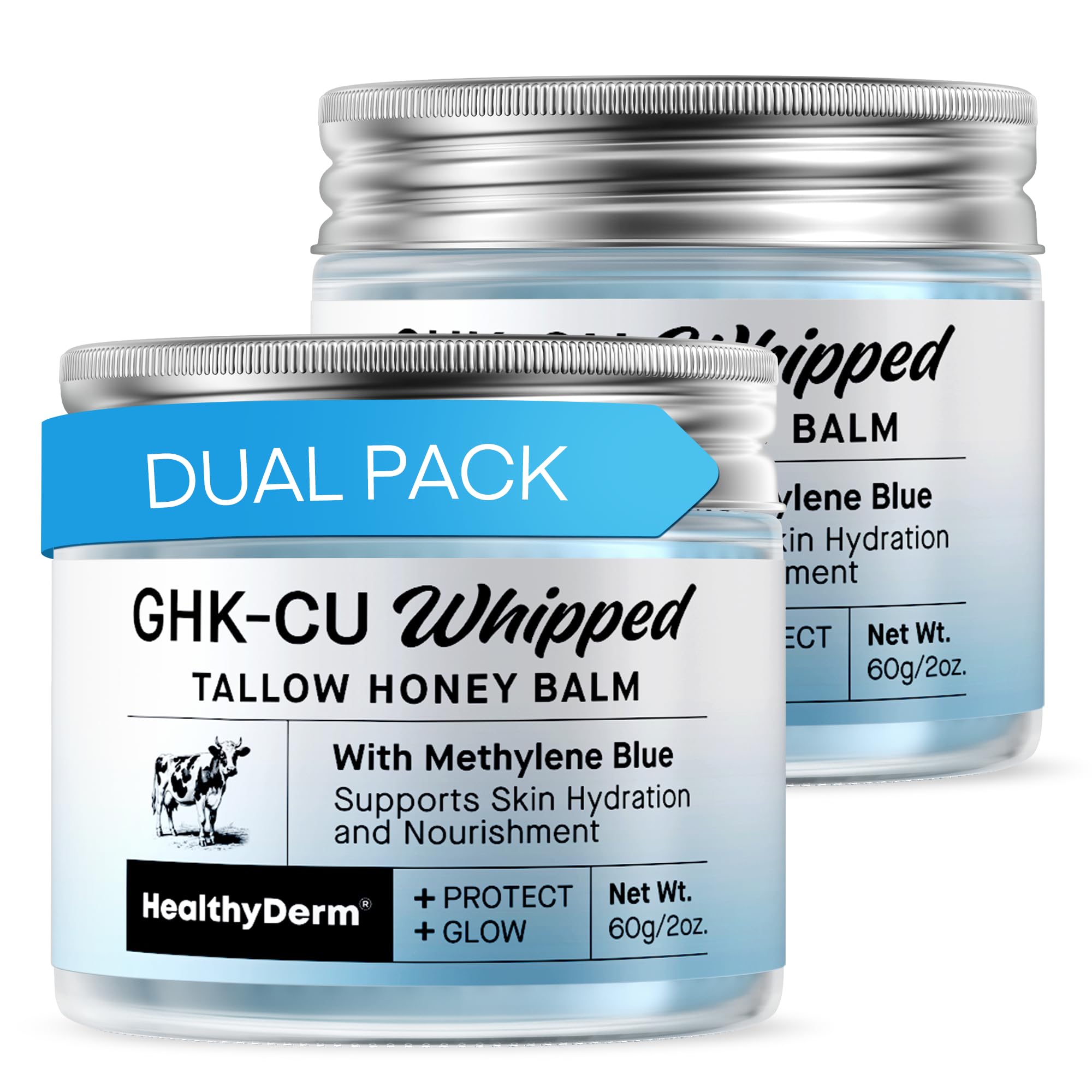 HealthyDerm Copper Peptides GHK-Cu Beef Tallow for Skin: Blue Balm with Methylene Blue