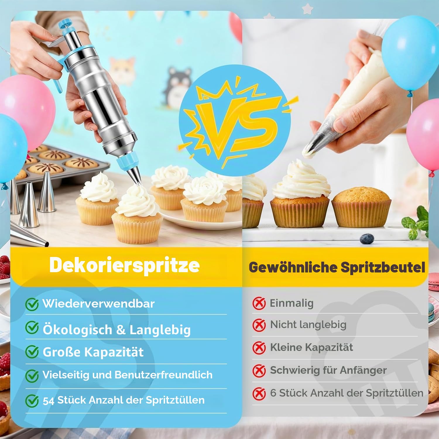 Kuchendekorationswerkzeug-Set, Spritzpistole, Zuckerguss-Spritztüllen, Kuchencreme-Dekorationswerkzeug, Edelstahl, einfaches Kuchendekorationsset, Ersatz für Spritzbeutel und Spritztüllen (Lila)