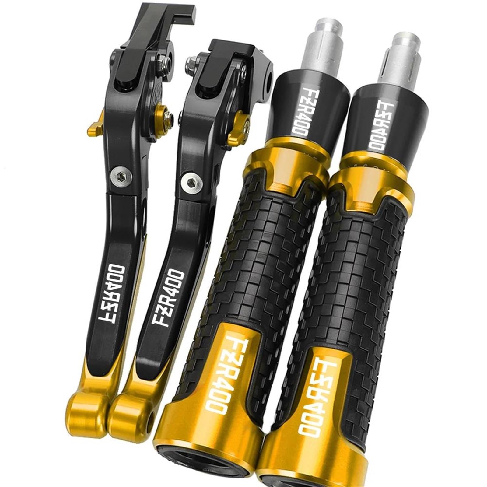 VTAIEX Motorbike Accessories 22MM Hand Grips Handlebar End for Y-AMAHA FZR400 FZR 400 FZR-400 1988 1989 1990 Fzr400 Motorcycle Adjustable Brake Clutch Levers(Yellow)