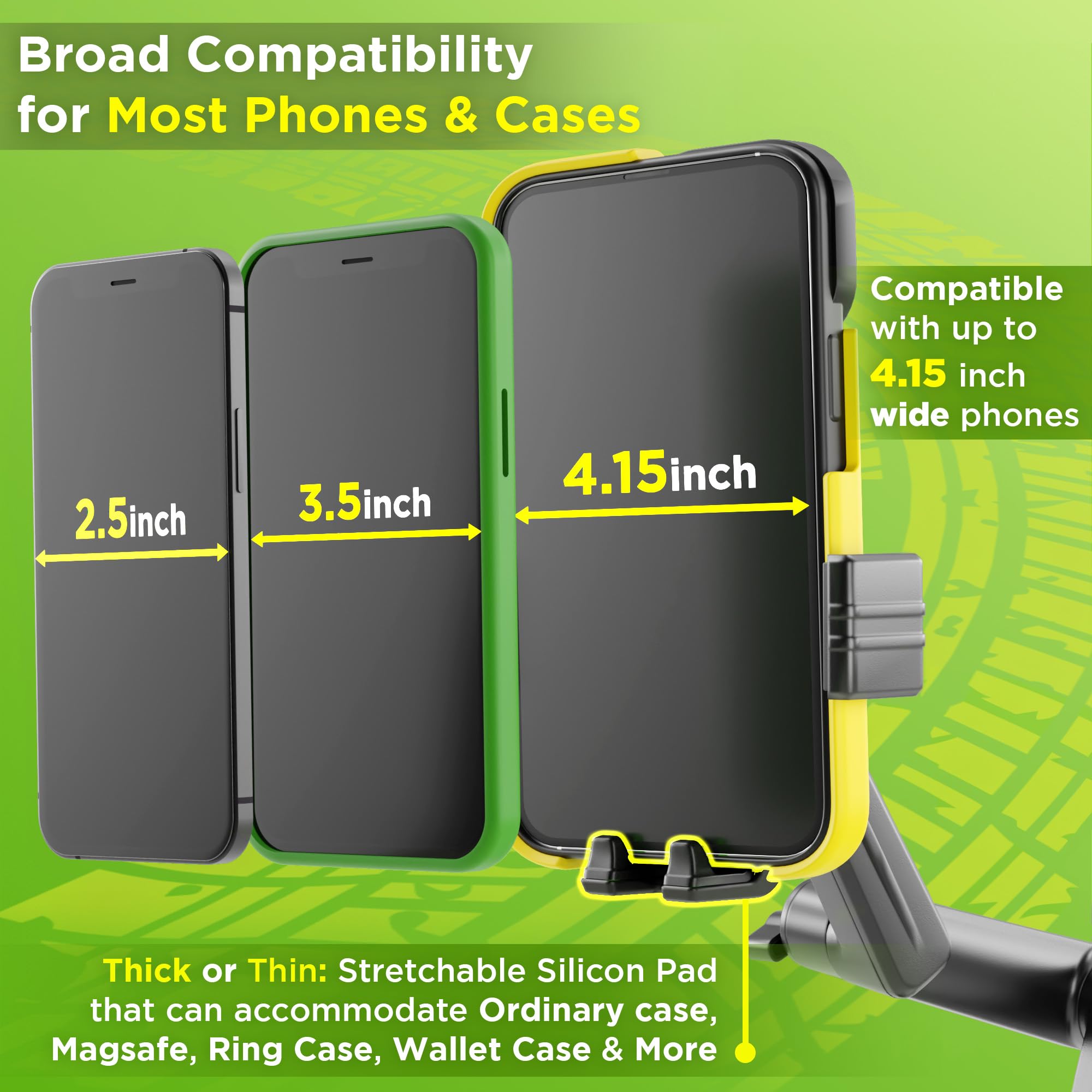 Soporte de teléfono celular para camioneta, soporte de teléfono para conductores de camiones, ventosa resistente + almohadilla para salpicadero, soporte para iPhone para ventana de salpicadero de 16.9