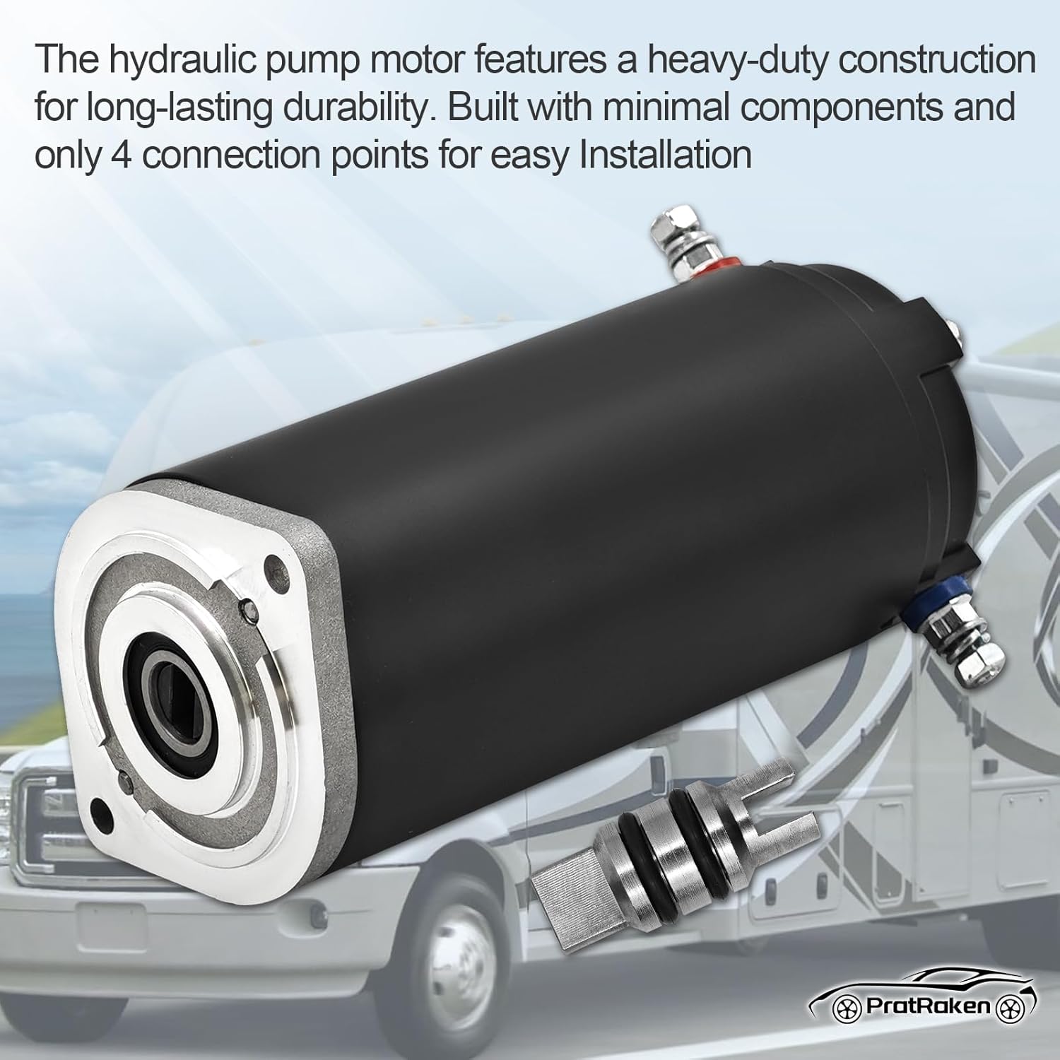 179327 Replacement Hydraulic Pump Motor for Unidirectional Power Unit RV Leveling Systems with Heavy-Duty Construction, 7.5 Height with Manual Drive and Collar Coupling Replace# 414850 286722