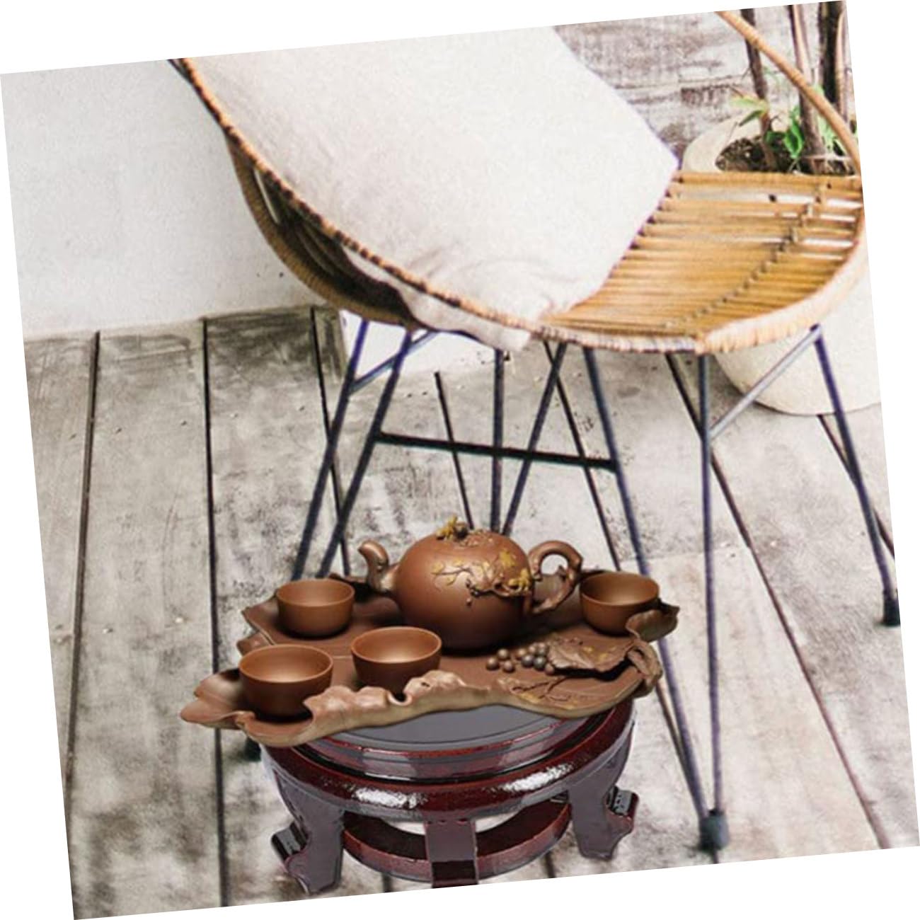 Levemolo Soporte de Madera Maciza para Plantas en Maceta 24 Cm Diámetro X 12 Cm Alto, Base Redonda Resistente para Maceteros, Jarrones y Figuras Decorativas, Elevador Estable para Interior
