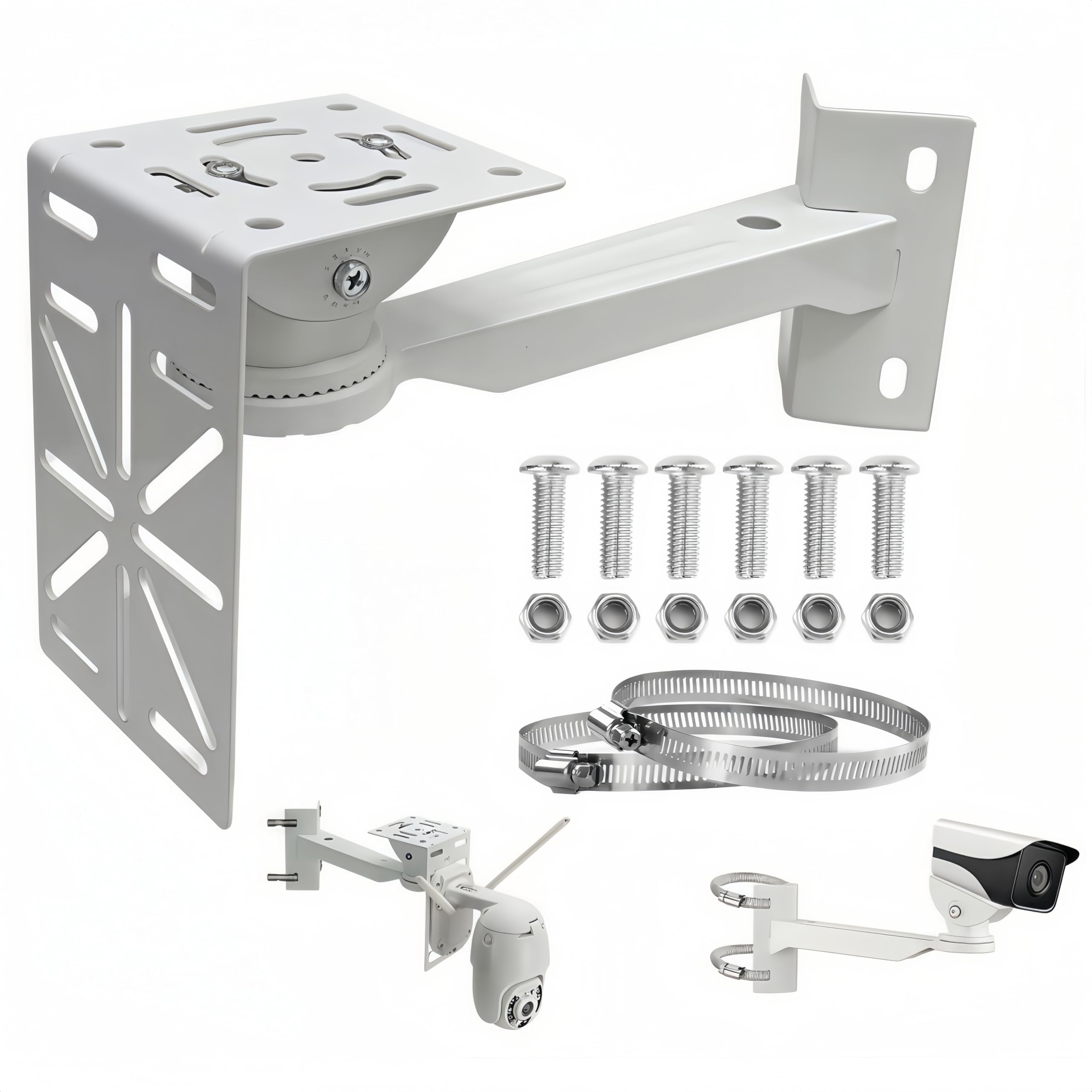 Soporte de Cámara Exterior Ajustable, Soporte Camara Vigilancia, para Cámaras de Seguridad y Videovigilancia, Angular Multiángulo Ajustable para Cámara Exterior, Instalación Fácil y Versátil