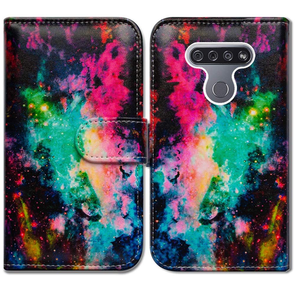 Bcov LG K51 Case,LG Reflect (LM-K500) Case, Colorful Universe Sky Leather Flip Case Wallet Cover with Card Slot Holder Kickstand for LG K51/LG Q51