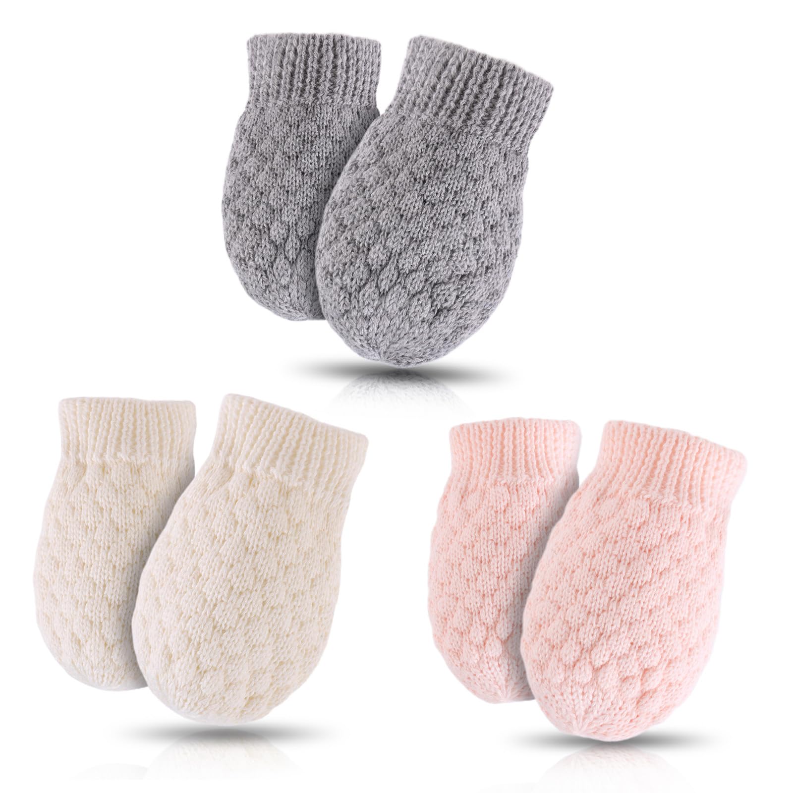 Baby Knit Mittens Toddler Boys Girls Gloves Winter Infant Newborn No Scratch Mitten 0-3 Years