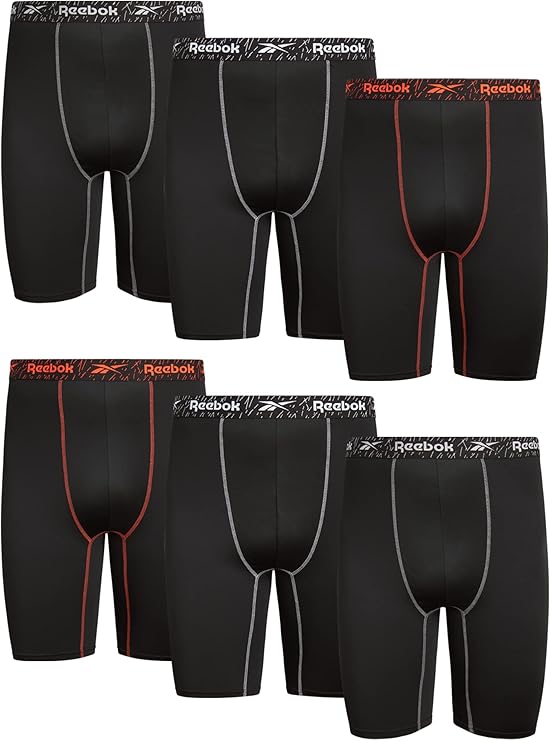 Reebok Men’s Underwear Big and Tall Long Leg Performance Boxer Briefs (6 Pack)(2XL 4XL) at