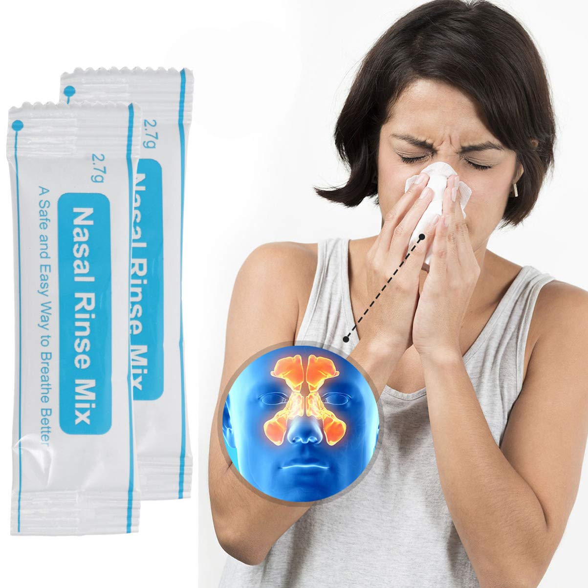 Healifty 1 boîte de 40 sachets de sel pour rinçage nasal