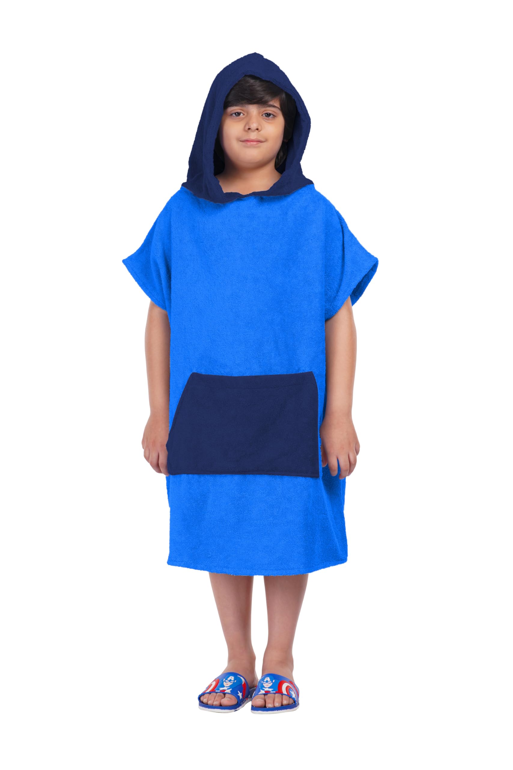 ALLEN & MATE 100% Cotton Kids Changing Robe Surf Poncho, Safety Certified Oversized Hooded Wearable Towel for Boys & Girls