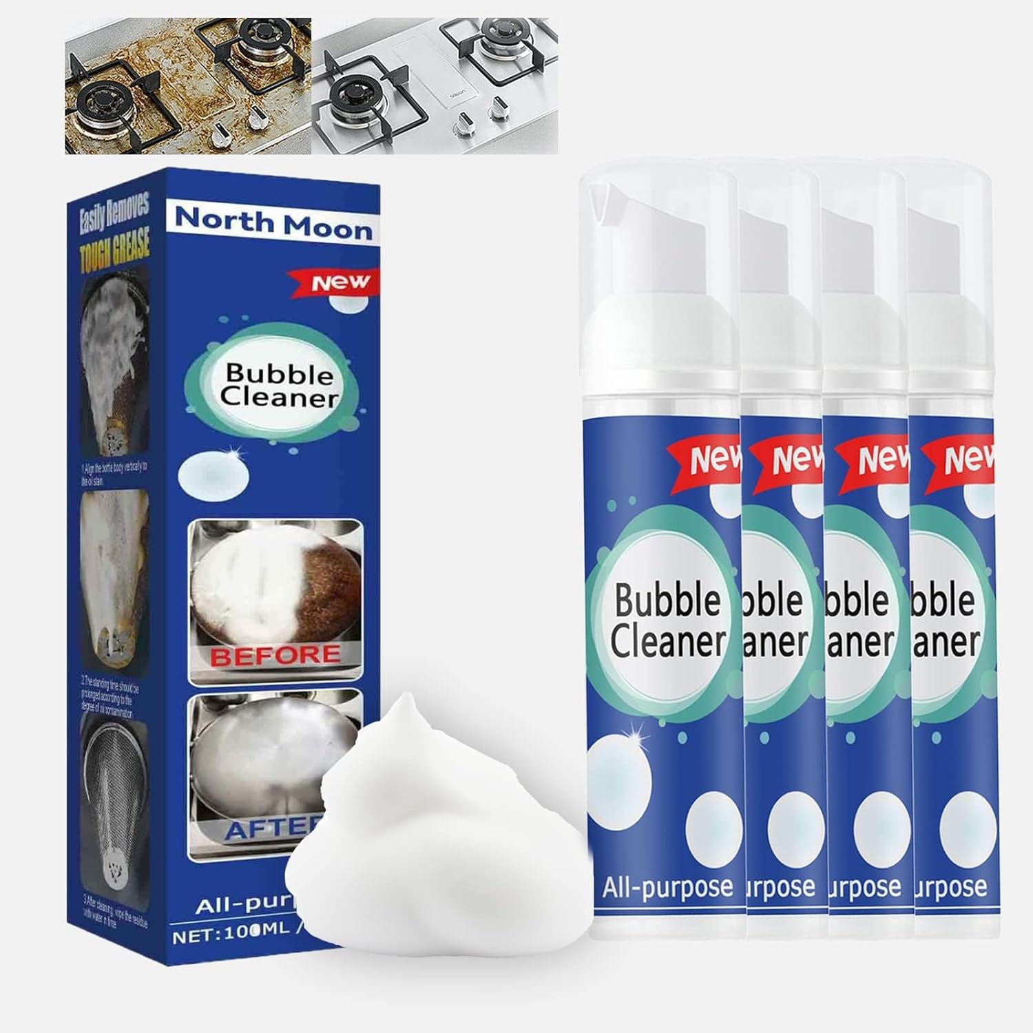 Bubble Cleaner Foam, 4PC Bubble Cleaner, All Purpose Bubble