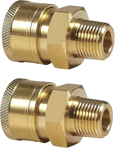 YAMATIC Acopladores adaptador para lavadora a presión, enchufe de conexión rápida de 38 pulgadas a conector NPT macho de 38 pulgadas, conector