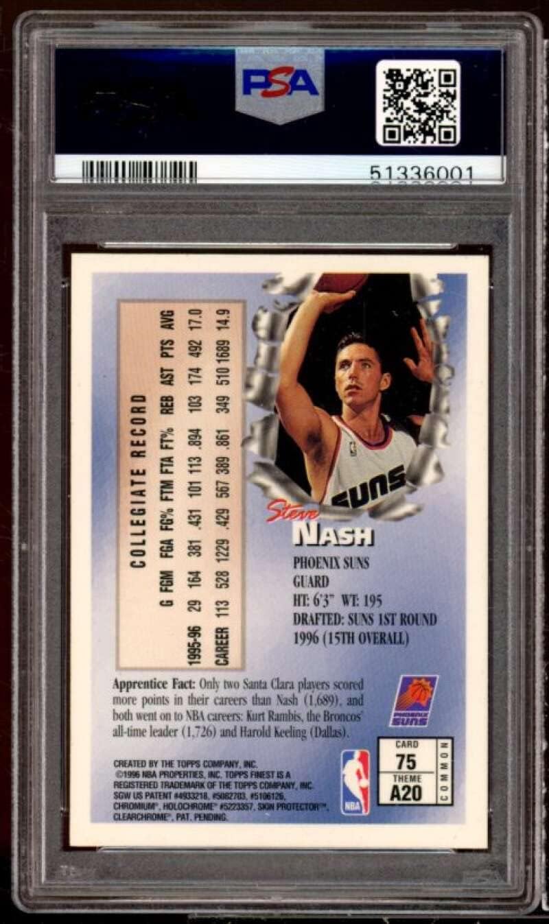 Steve Nash Rookie Card 1996-97 Finest w/Coating #75 PSA 9