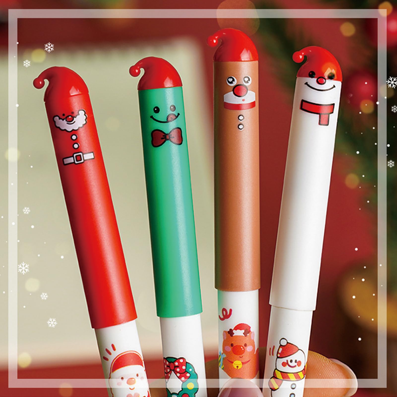4 Pcs Cute Erasable Pens Cartoon Christmas Gel Pen 0 5mm Black Ink Smooth Writing Pen Kawaii Xmas — view 6