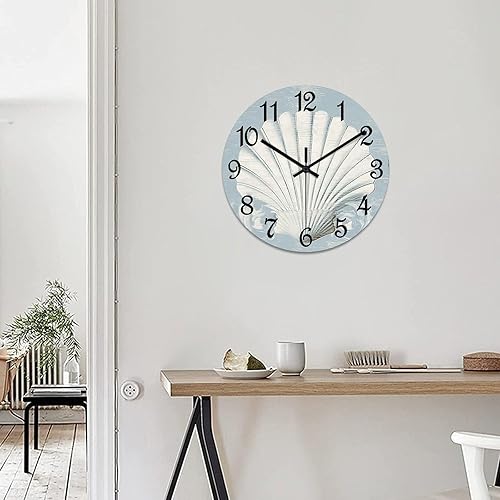 Miniatura 7 de Funlucy Reloj de pared de PVC de 15 pulgadas, reloj de pared digital con patrón oceánico, grande, decoración de pared para dormitorio, oficina,
