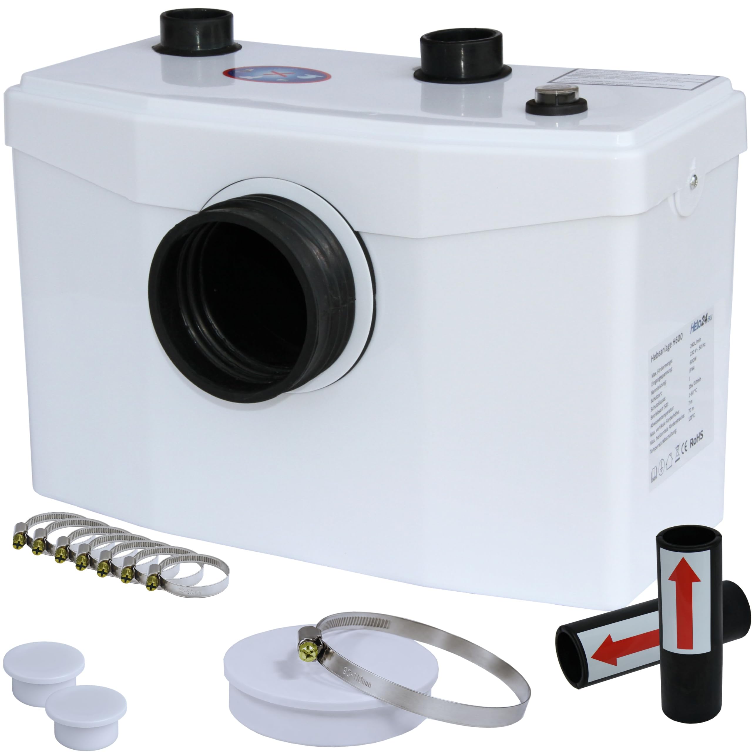 Hebeanlage 600W, Fäkalienpumpe mit Zerkleinerer, Schmutzwasserpumpe Abwasserpumpe für WC Dusche H600