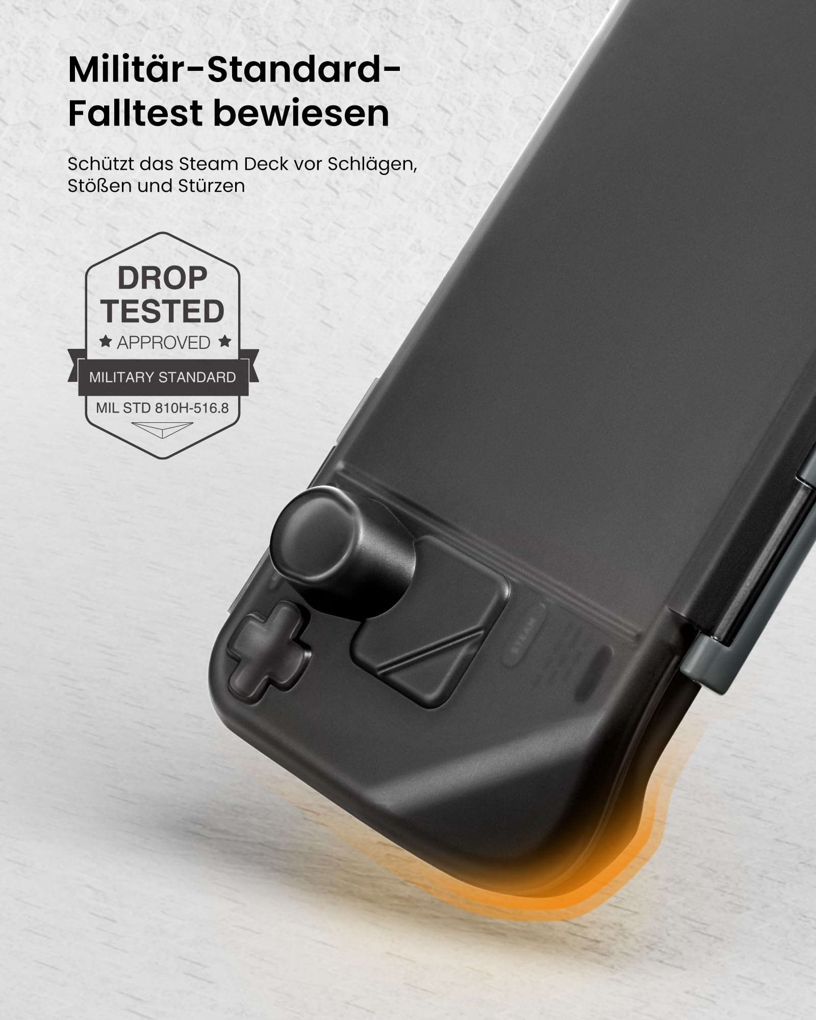 tomtoc Slim Armor Hülle für Steam Deck/Steam Deck OLED, Dünn Robust Aufbewahrung Schutzhülle Protective Case Cover mit militärischem Schutz und Ladeanschluss