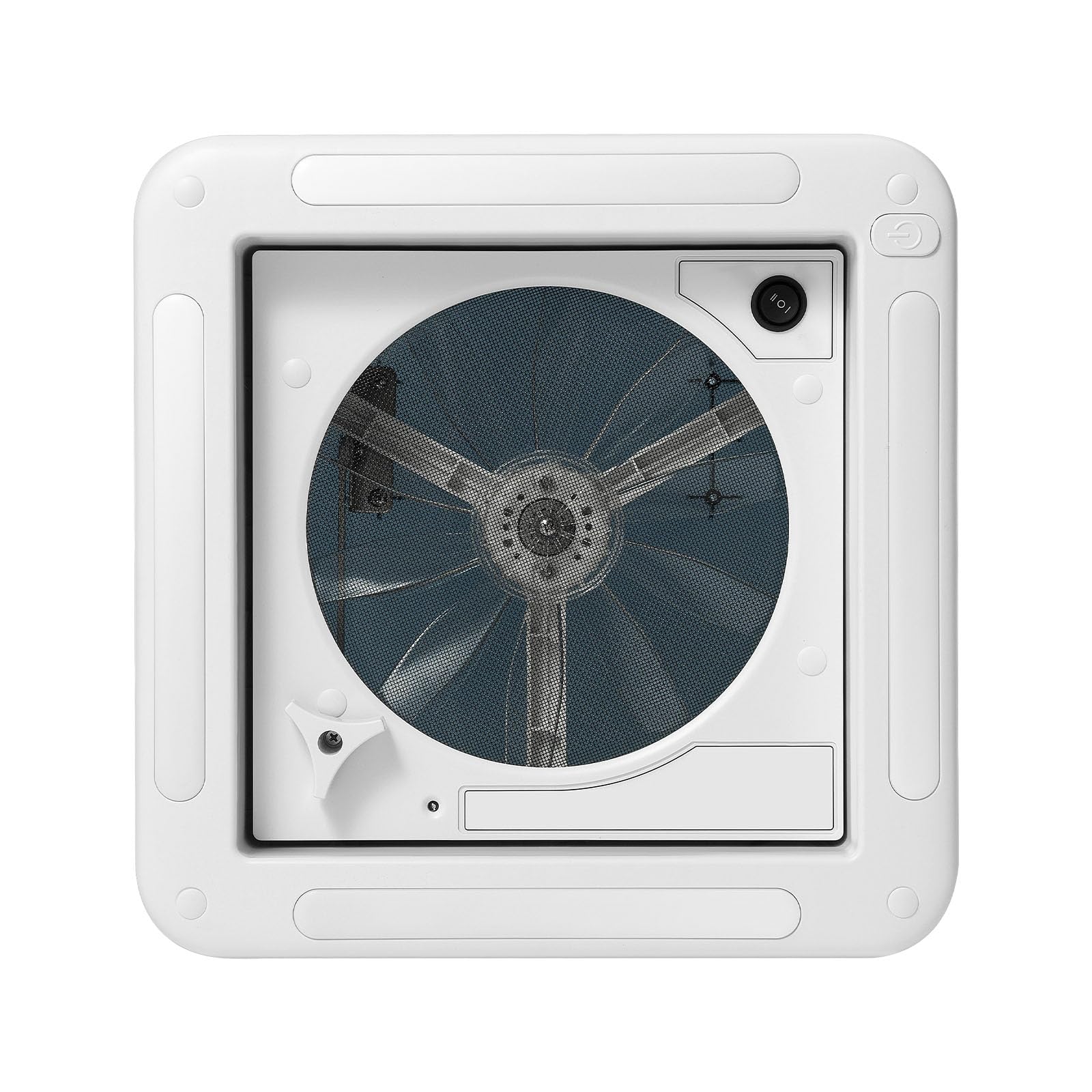 Ventilazione 28 x 28 cm, per lucernario, camper e lucernario, con luce LED e griglia di protezione dagli insetti, ventola silenziosa con coperchio resistente ai raggi UV