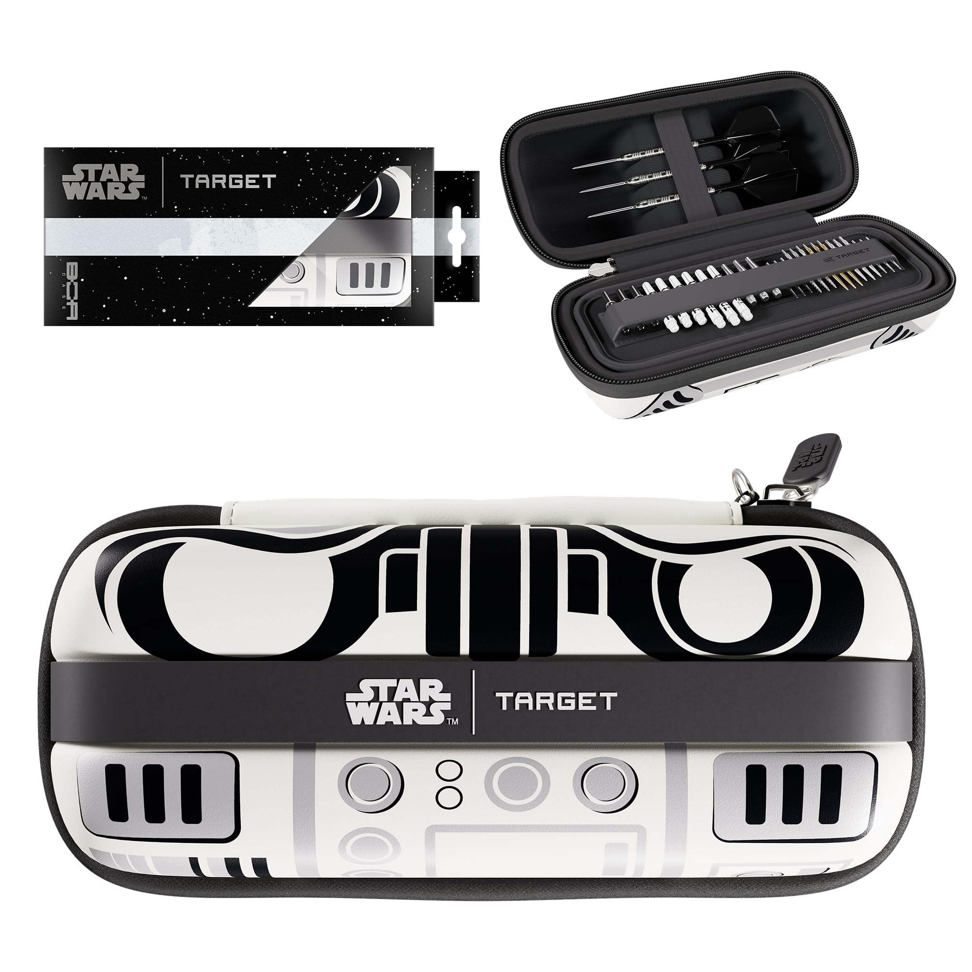 Target Darts Star Wars Stormtrooper Boa Cartera | Storm Trooper Estuche para Dardos Diseño Imperial, Compartimento para Puntas Swiss Point, Carcasa Rígida y Organizador Accesorios