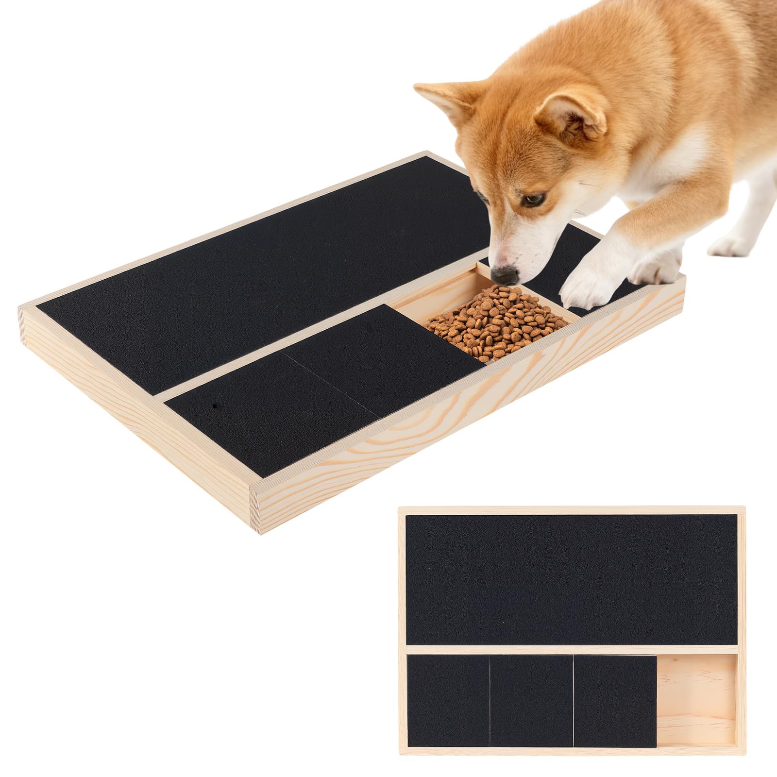 CMANLNYK Wooden Dog Nail Scratchboard - Dog Scratch Board for Nails with Treat Box, Durable Pet Claw File Board, Pet-Friendly Cats and Dogs Claw Grinders (35 * 25 * 3cm)