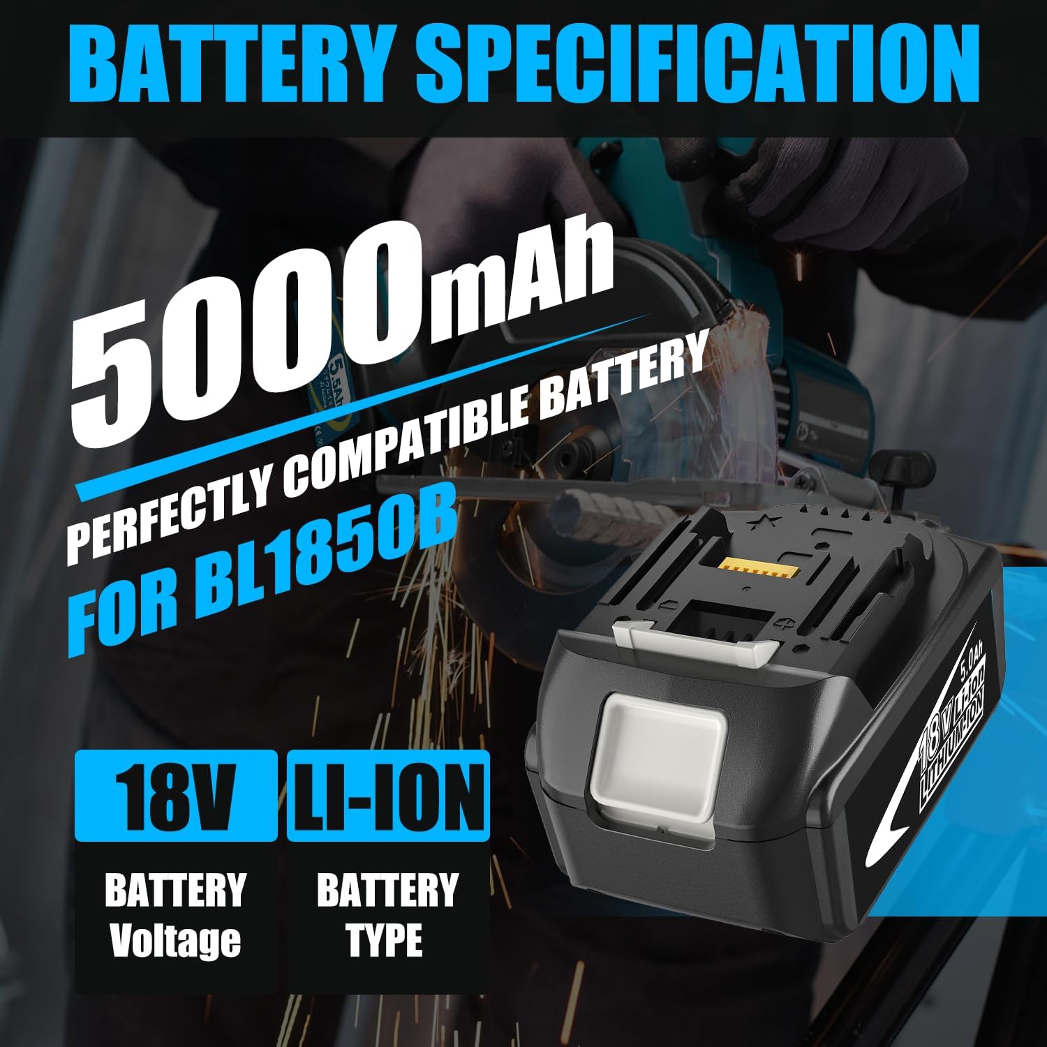 [2 Pièces] BL1850B Remplacement pour Makita Batterie 18V 5.0Ah BL1850 BL1860B BL1860 BL1845 Compatible Charge Rapide DC18RC DC18RD-Compatible Outils sans Fil LXT DHP485 DTD154 DHS68