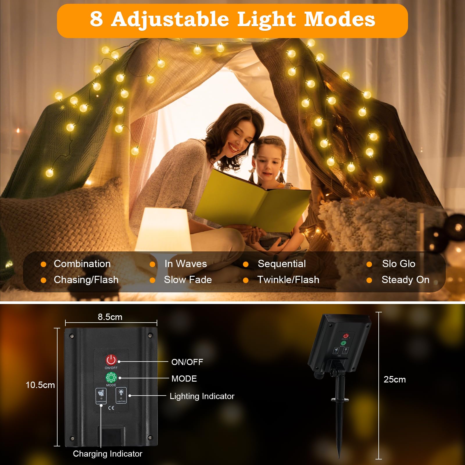 Realky Solar-Lichterkette für den Außenbereich, 200 LEDs, für Garten, Terrasse, Party